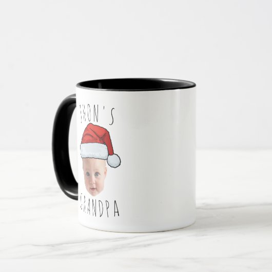Aangepaste Baby Face Santa Hat Kerstfoto Mok (Voorkant links)