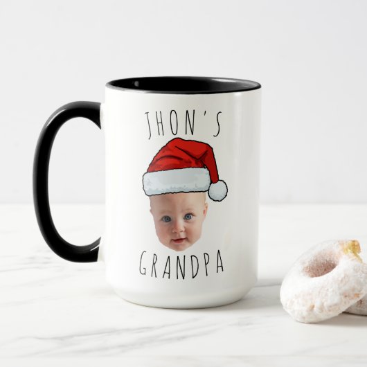 Aangepaste Baby Face Santa Hat Kerstfoto Mok (Met donut)