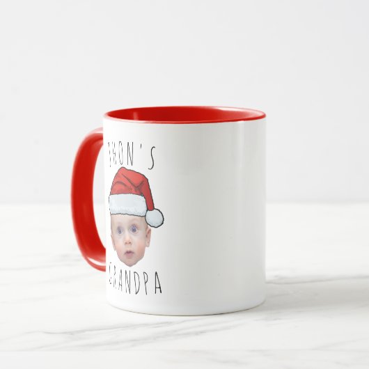 Aangepaste Baby Face Santa Hat Kerstfoto Mok (Voorkant links)