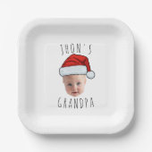Aangepaste Baby Face Santa Hat Kerstfoto Papieren Bordje (Voorkant)