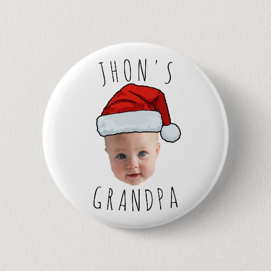 Aangepaste Baby Face Santa Hat Kerstfoto Ronde Button 5,7 Cm (Voorkant)