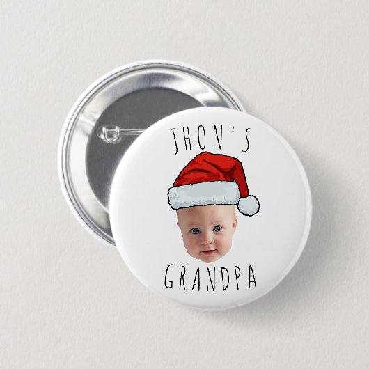 Aangepaste Baby Face Santa Hat Kerstfoto Ronde Button 5,7 Cm (Voorkant /achterkant)