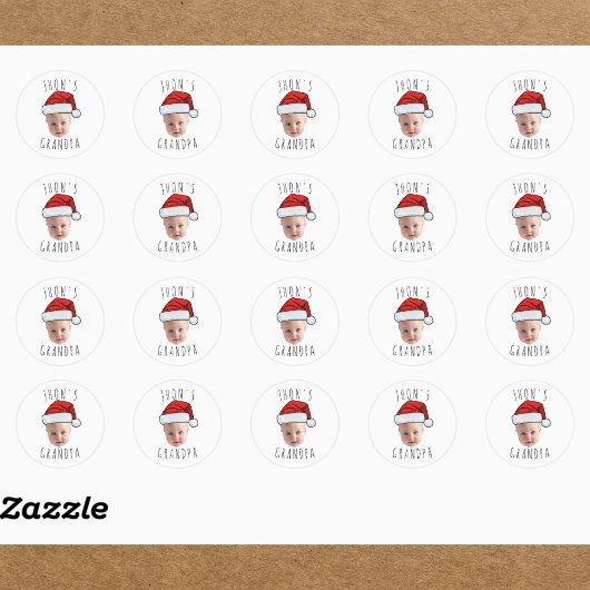 Aangepaste Baby Face Santa Hat Kerstfoto Ronde Sticker