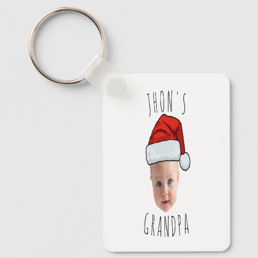Aangepaste Baby Face Santa Hat Kerstfoto Sleutelhanger (Voorkant)