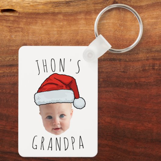 Aangepaste Baby Face Santa Hat Kerstfoto Sleutelhanger (Achterkant)