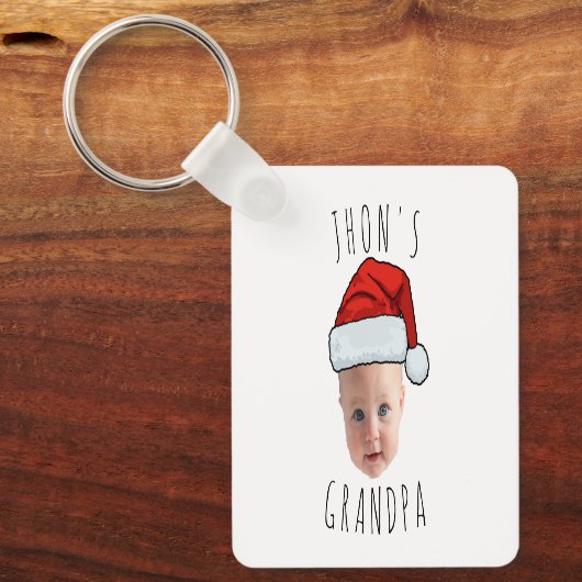 Aangepaste Baby Face Santa Hat Kerstfoto Sleutelhanger (Voorkant)