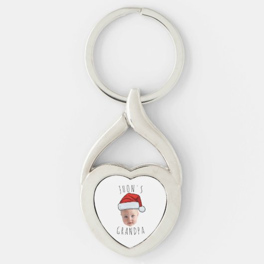 Aangepaste Baby Face Santa Hat Kerstfoto Sleutelhanger (Voorkant)