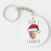 Aangepaste Baby Face Santa Hat Kerstfoto Sleutelhanger (Voorkant)