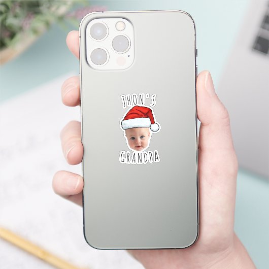 Aangepaste Baby Face Santa Hat Kerstfoto Sticker (Telefoon)