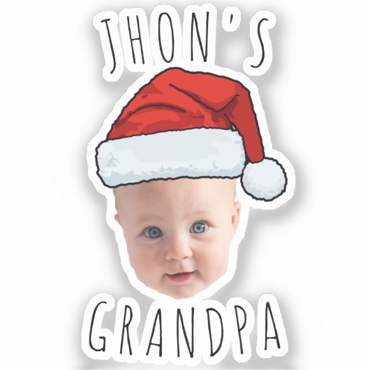Aangepaste Baby Face Santa Hat Kerstfoto Sticker (Voorkant)