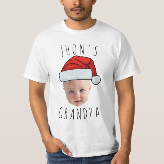 Aangepaste Baby Face Santa Hat Kerstfoto T-shirt (Voorkant)