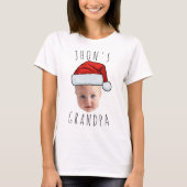 Aangepaste Baby Face Santa Hat Kerstfoto T-shirt (Voorkant)