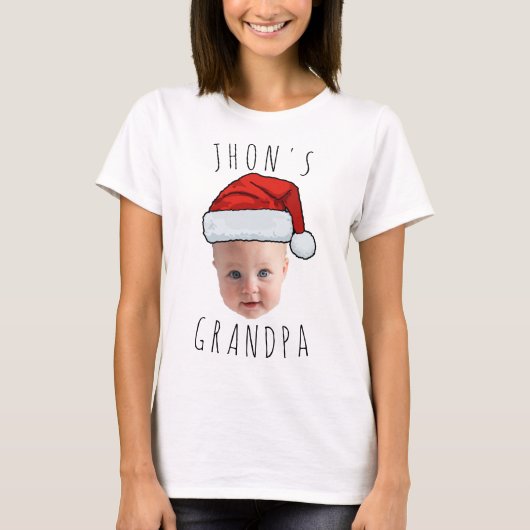 Aangepaste Baby Face Santa Hat Kerstfoto T-shirt (Voorkant)