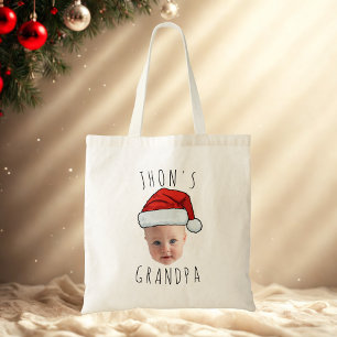 Aangepaste Baby Face Santa Hat Kerstfoto Tote Bag