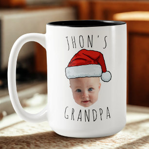 Aangepaste Baby Face Santa Hat Kerstfoto Tweekleurige Koffiemok