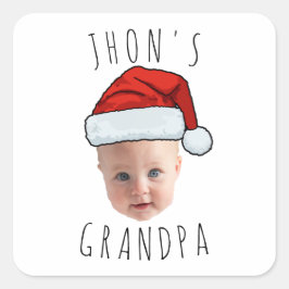 Aangepaste Baby Face Santa Hat Kerstfoto Vierkante Sticker