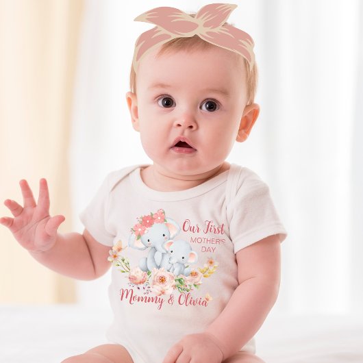 Aangepaste Baby First Moederdag Elephant Romper