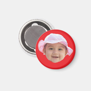 Aangepaste Baby-foto, Baby Photo Face Red Magneet