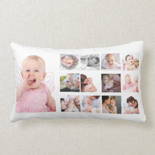 Aangepaste baby foto collage 12 maanden eerste jaa kussen