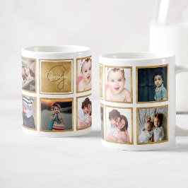 Aangepaste Baby Foto Collage Trendy Gold Koffiemok