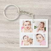 Aangepaste Baby Foto Collage White 4 Afbeeldingen Sleutelhanger