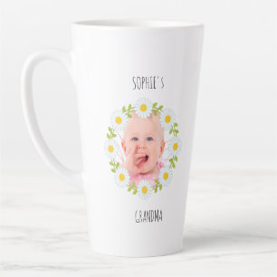 Aangepaste Baby Foto Daisy Krans Oma Latte Mok