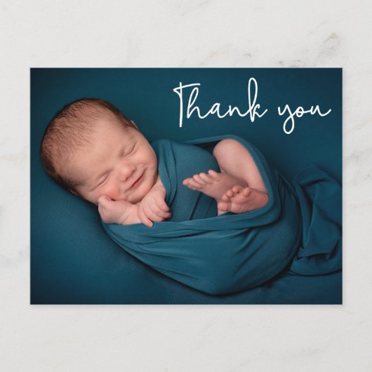 Aangepaste Baby Foto Dank je geboorteaankondiging Aankondigingskaart (Voorkant)
