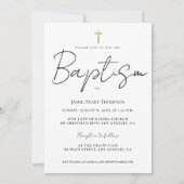 Aangepaste Baby Foto Doopsel Gouden kruis Chic Kaart (Achterkant)