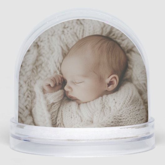 Aangepaste Baby Foto Geboortestatistieken Rode Har Sneeuwbol (Voorkant)