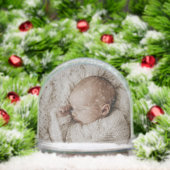 Aangepaste Baby Foto Geboortestatistieken Rode Har Sneeuwbol (Kerstmis)