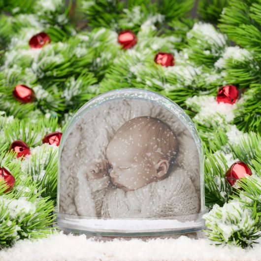 Aangepaste Baby Foto Geboortestatistieken Rode Har Sneeuwbol (Kerstmis)