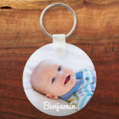 Aangepaste Baby Foto Gepersonaliseerde Naam & Verj Sleutelhanger (Voorkant)
