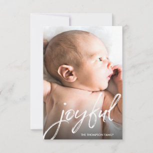 Aangepaste Baby Foto Joyful Script Kerstbevalling Kaart