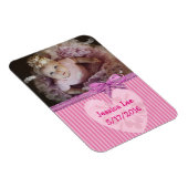 Aangepaste Baby foto Magnet Pink Stripes Magneet (Rechterzijde)
