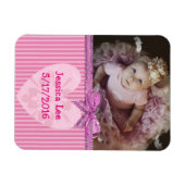 Aangepaste Baby foto Magnet Pink Stripes Magneet (Horizontaal)