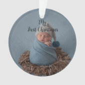 Aangepaste Baby foto Mijn eerste kerst zwart Ornament (voorkant)