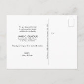 Aangepaste Baby Foto Minimale Modern Script Dank u Aankondigingskaart (Achterkant)