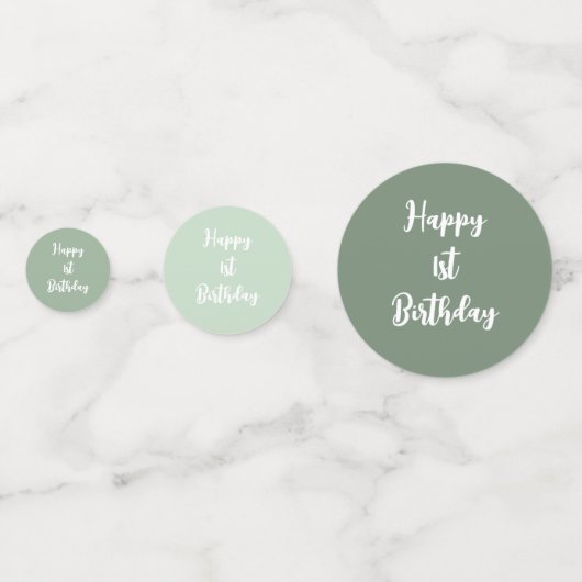 Aangepaste baby Foto Sage Green 1e Verjaardag Confetti (Achterkanten)