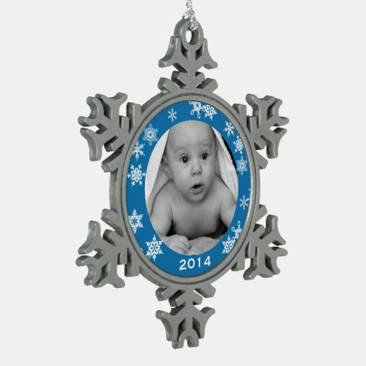 Aangepaste Baby-foto Snowflake kerstversiering Tin Sneeuwvlok Ornament (Links)