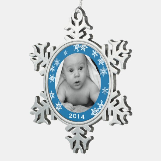 Aangepaste Baby-foto Snowflake kerstversiering Tin Sneeuwvlok Ornament (Rechts)
