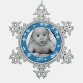 Aangepaste Baby-foto Snowflake kerstversiering Tin Sneeuwvlok Ornament (Voorkant)