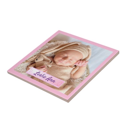 Aangepaste Baby foto Tegeltje (Zijkant)