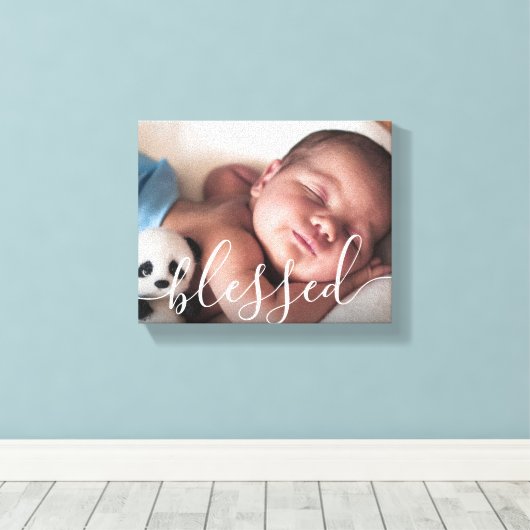Aangepaste Baby foto van script Canvas Afdruk (Insitu (Houten vloer))