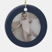 Aangepaste Baby-foto voor eerste kerstkerst Keramisch Ornament (Achterkant)