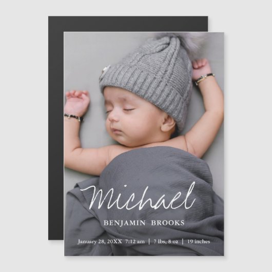 Aangepaste Baby Fotoaankondiging magneet (Voorkant / Achterkant)