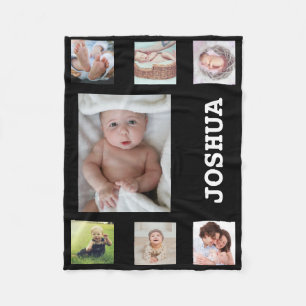 Aangepaste Baby fotocollage Aangepast naamgeluid b Fleece Deken