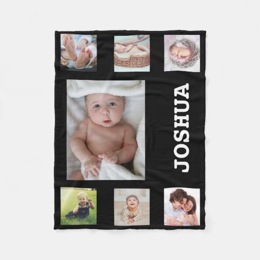 Aangepaste Baby fotocollage Aangepast naamgeluid b Fleece Deken (Voorkant)