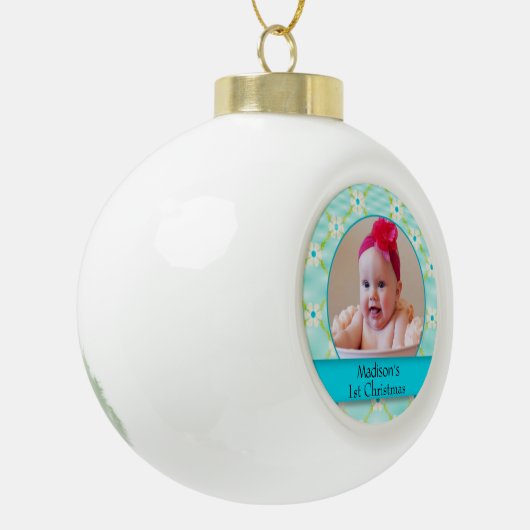 Aangepaste Baby-fotokeramische balkversiering Keramische Bal Ornament (Links)