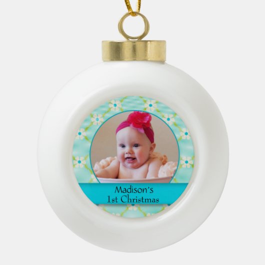 Aangepaste Baby-fotokeramische balkversiering Keramische Bal Ornament (Voorkant)