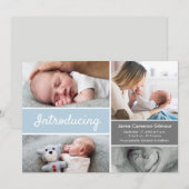 Aangepaste baby fotosamenstelling blauw wit modern (Voorkant / Achterkant)